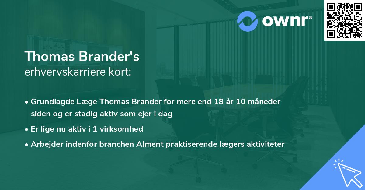 Thomas Brander's erhvervskarriere kort