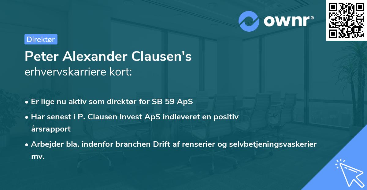 Peter Alexander Clausen's erhvervskarriere kort