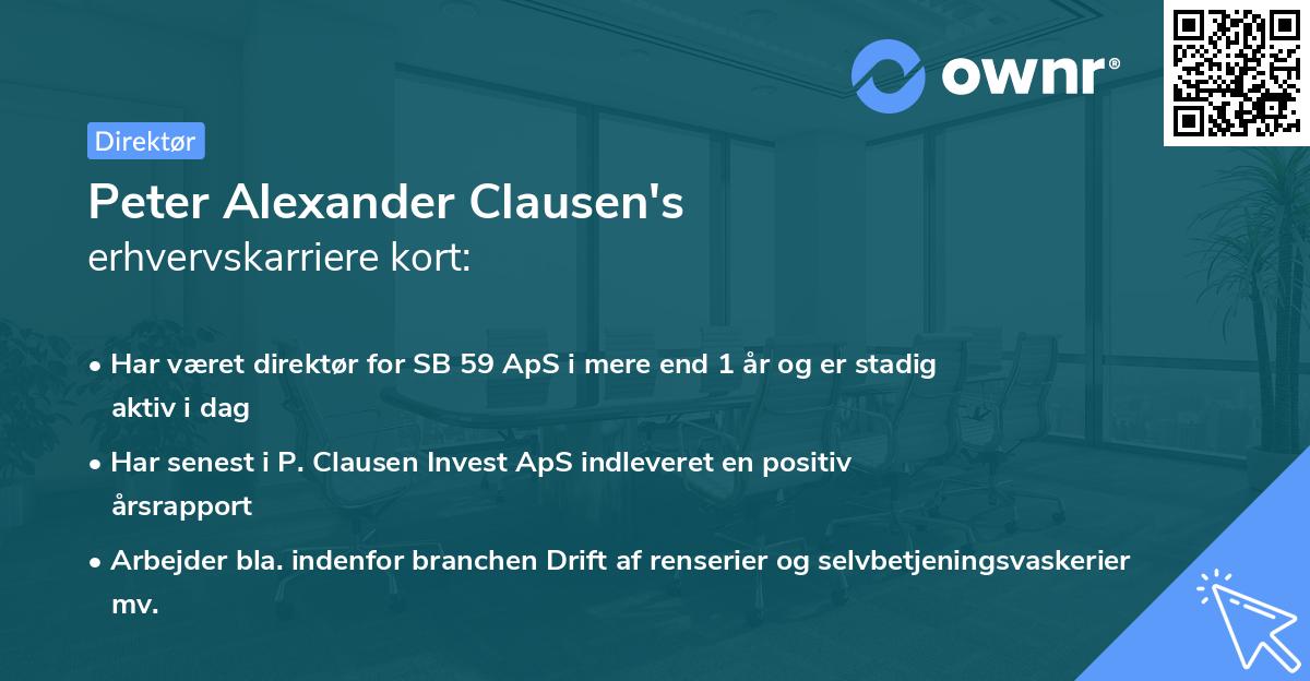 Peter Alexander Clausen's erhvervskarriere kort