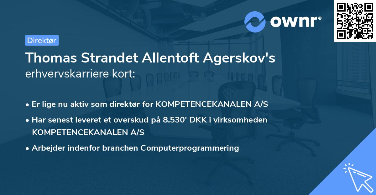 Thomas Strandet Allentoft Agerskov's erhvervskarriere kort