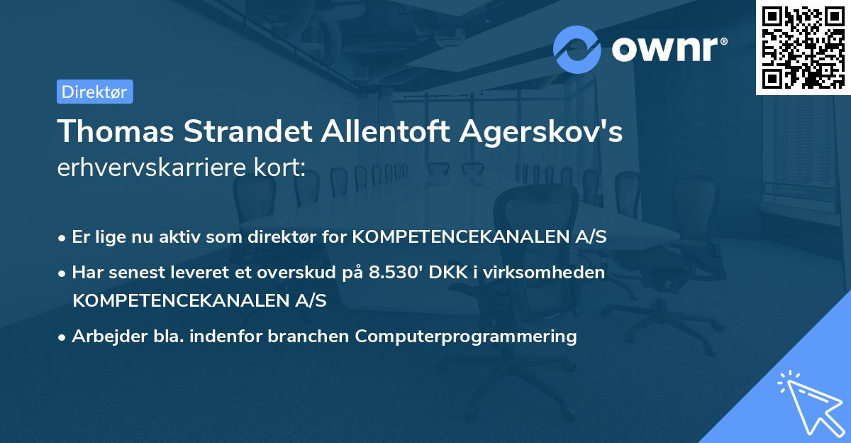 Thomas Strandet Allentoft Agerskov's erhvervskarriere kort