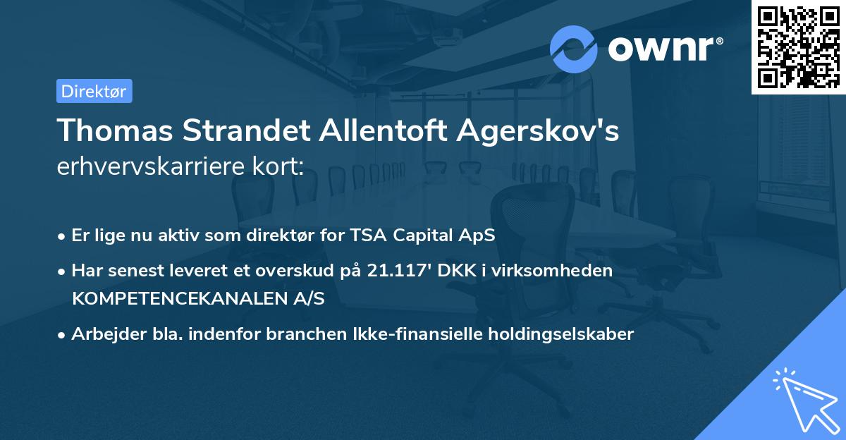 Thomas Strandet Allentoft Agerskov's erhvervskarriere kort