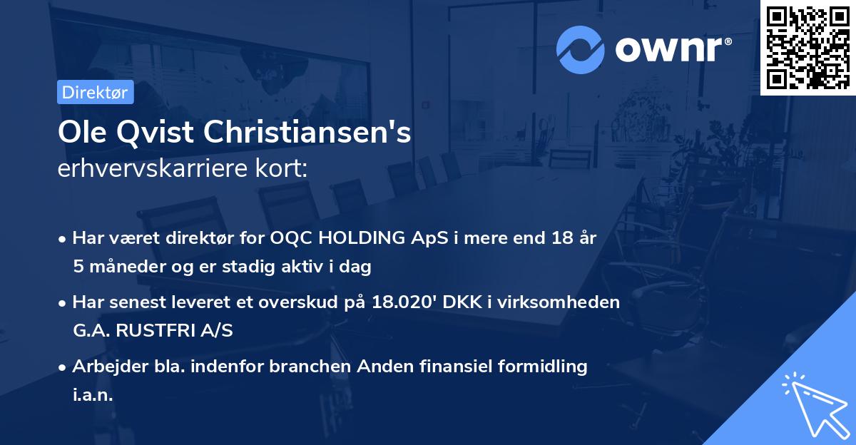 Ole Qvist Christiansen's erhvervskarriere kort