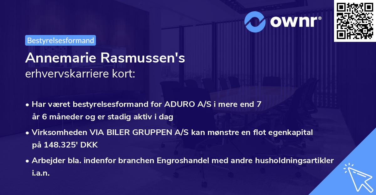 Annemarie Rasmussen's erhvervskarriere kort