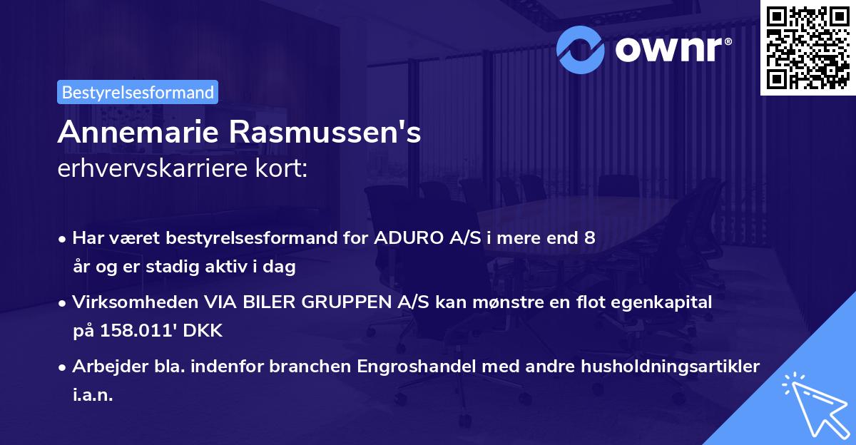 Annemarie Rasmussen's erhvervskarriere kort