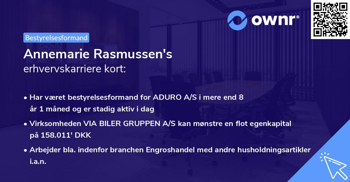 Annemarie Rasmussen's erhvervskarriere kort