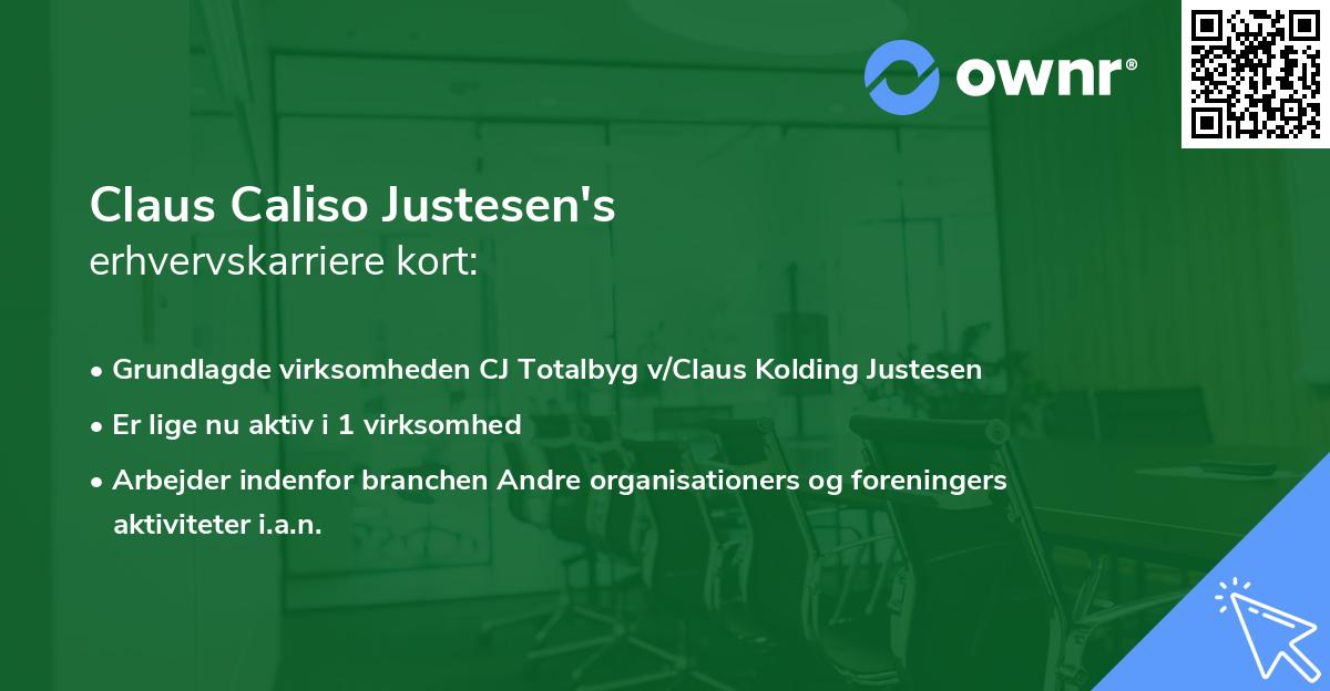 Claus Caliso Justesen's erhvervskarriere kort