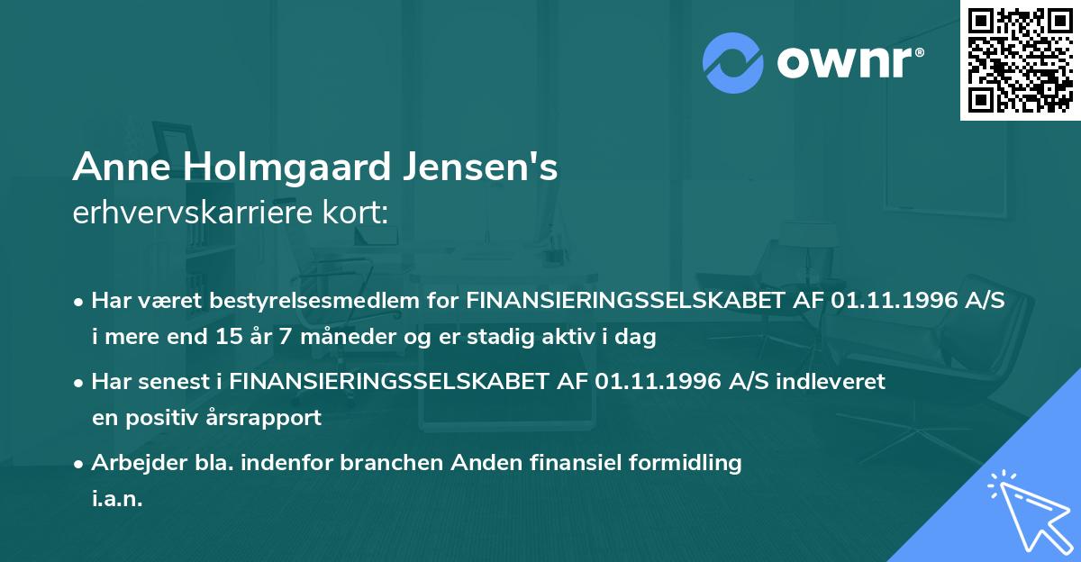 Anne Holmgaard Jensen's erhvervskarriere kort