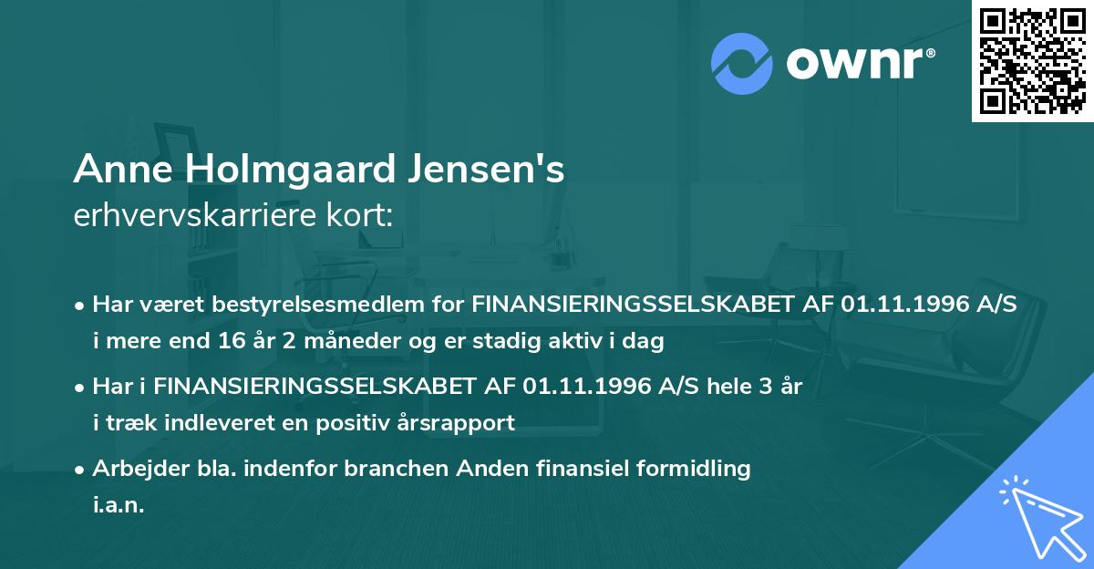 Anne Holmgaard Jensen's erhvervskarriere kort