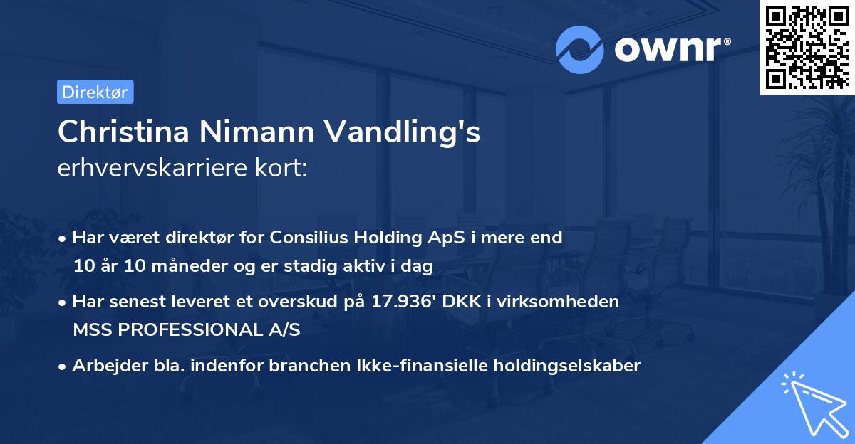 Christina Nimann Vandling's erhvervskarriere kort