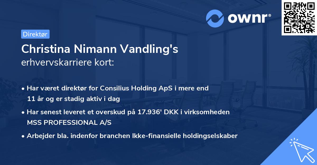 Christina Nimann Vandling's erhvervskarriere kort