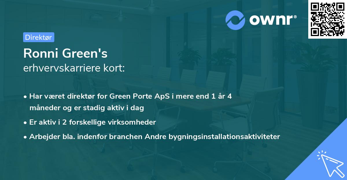 Ronni Green's erhvervskarriere kort