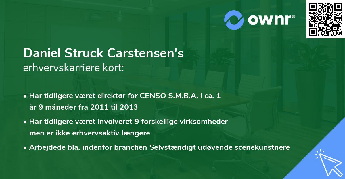 Daniel Struck Carstensen's erhvervskarriere kort