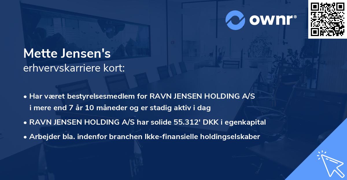 Mette Jensen's erhvervskarriere kort