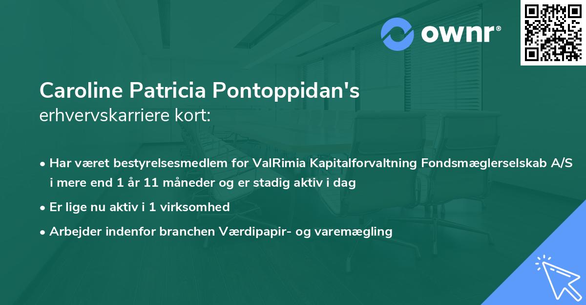 Caroline Patricia Pontoppidan's erhvervskarriere kort