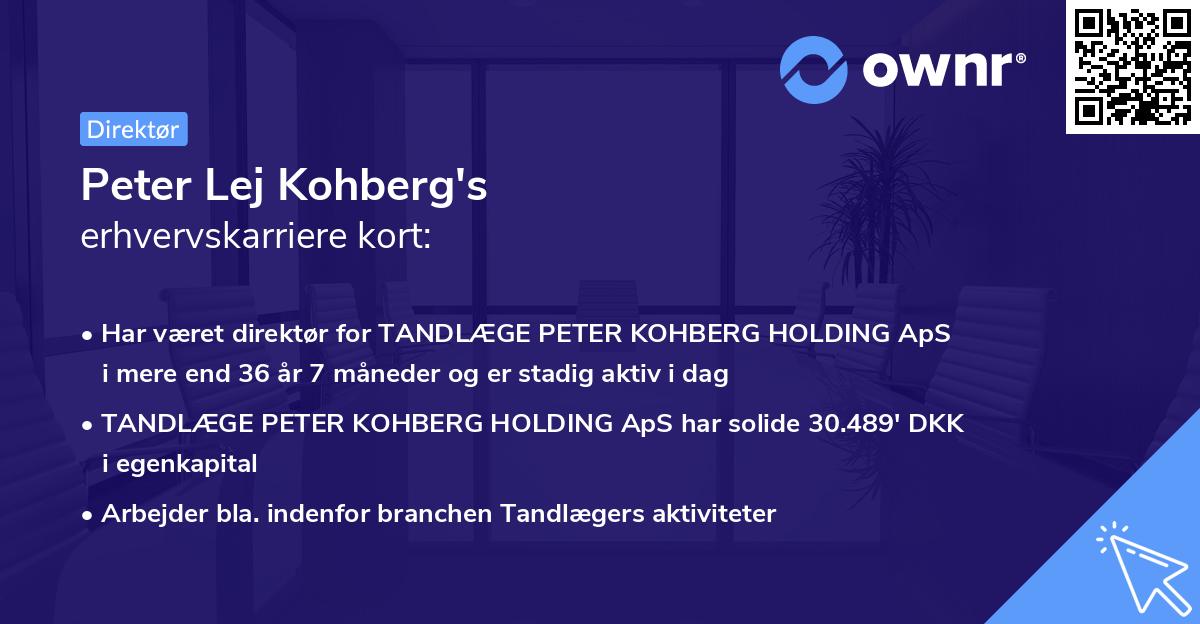 Peter Lej Kohberg's erhvervskarriere kort