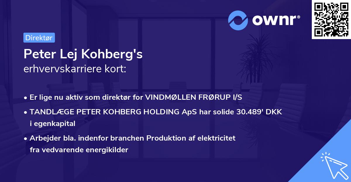 Peter Lej Kohberg's erhvervskarriere kort