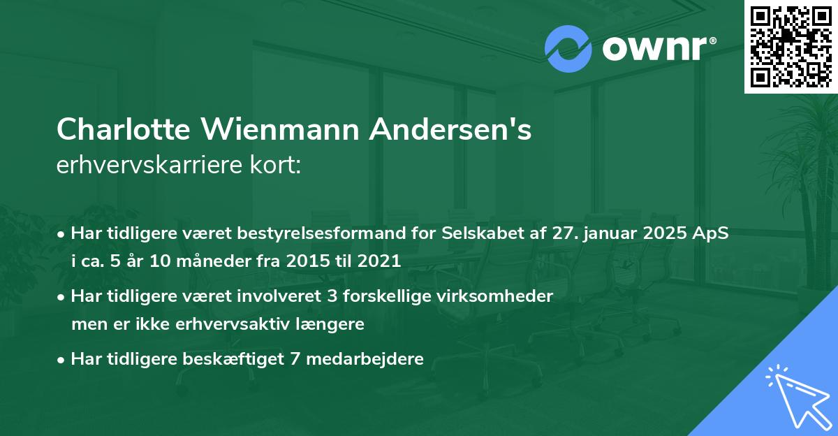 Charlotte Wienmann Andersen's erhvervskarriere kort