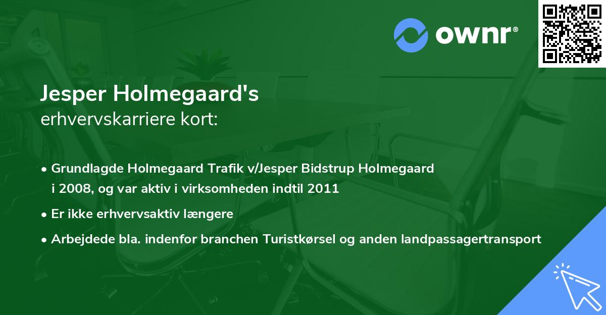 Jesper Holmegaard's erhvervskarriere kort
