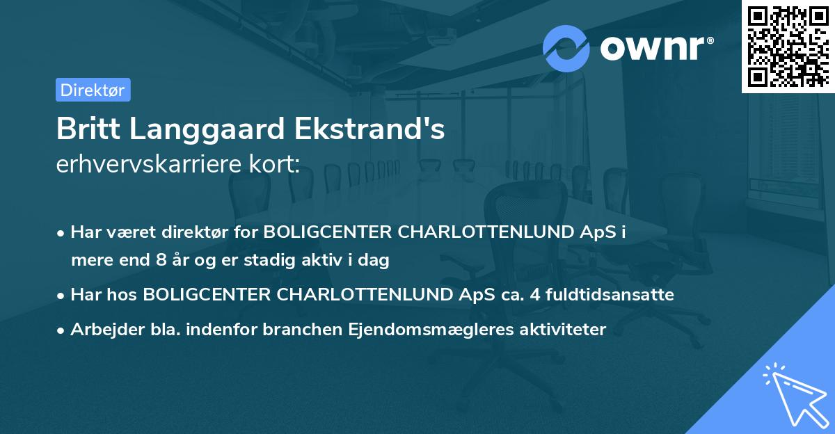 Britt Langgaard Ekstrand's erhvervskarriere kort