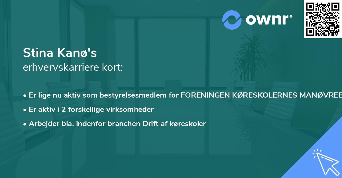 Stina Kanø's erhvervskarriere kort
