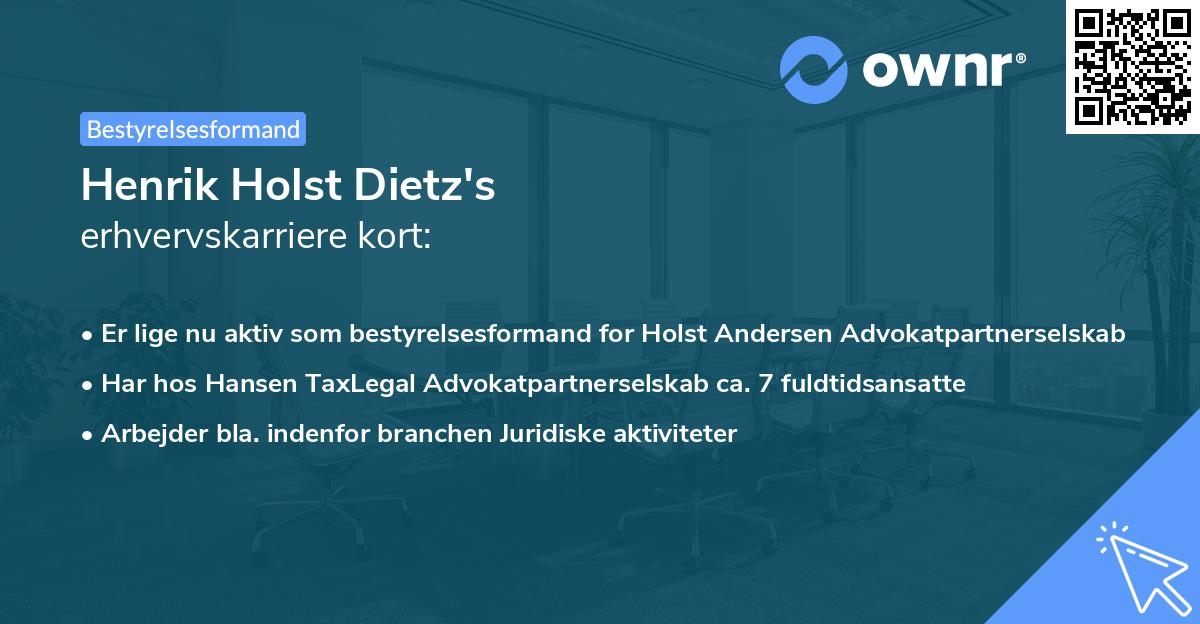 Henrik Holst Dietz's erhvervskarriere kort