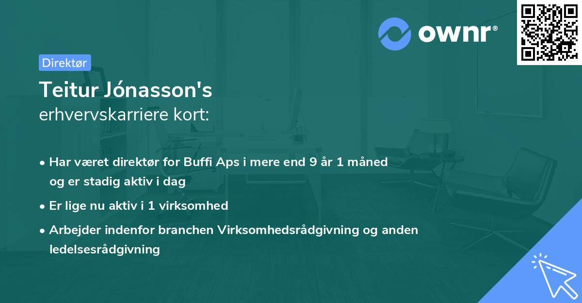 Teitur Jónasson's erhvervskarriere kort