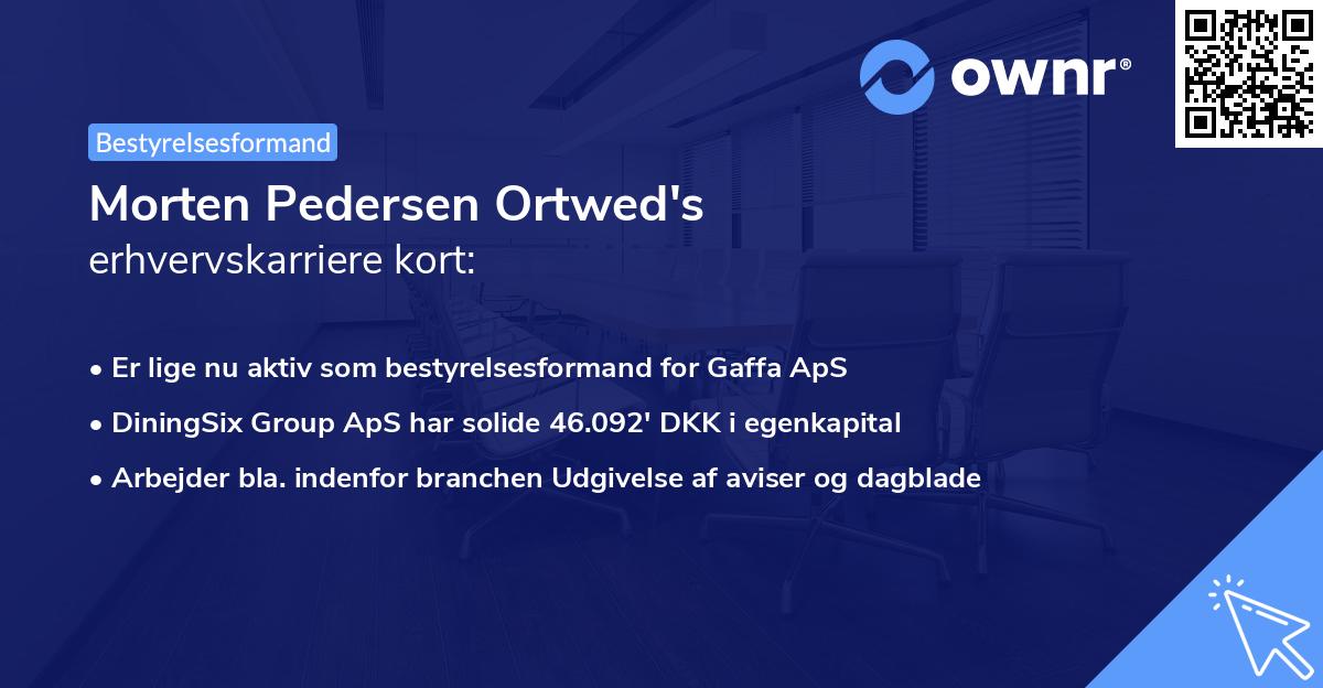 Morten Pedersen Ortwed's erhvervskarriere kort