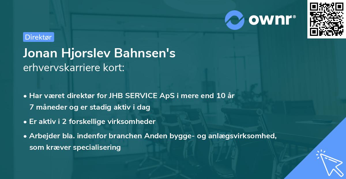 Jonan Hjorslev Bahnsen's erhvervskarriere kort