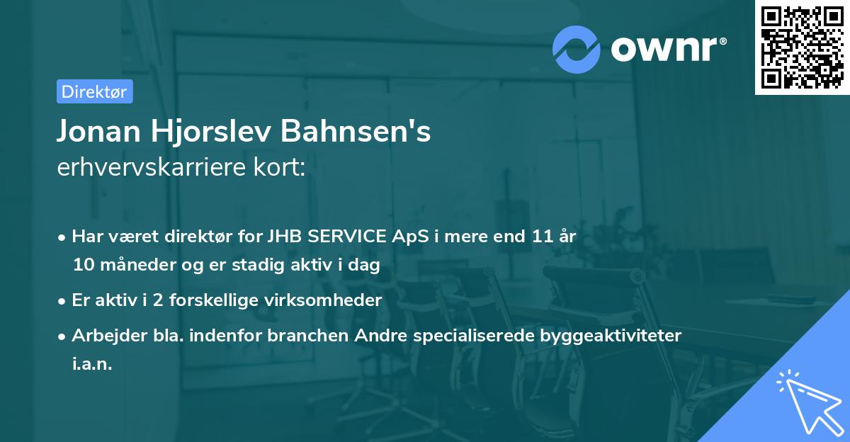 Jonan Hjorslev Bahnsen's erhvervskarriere kort