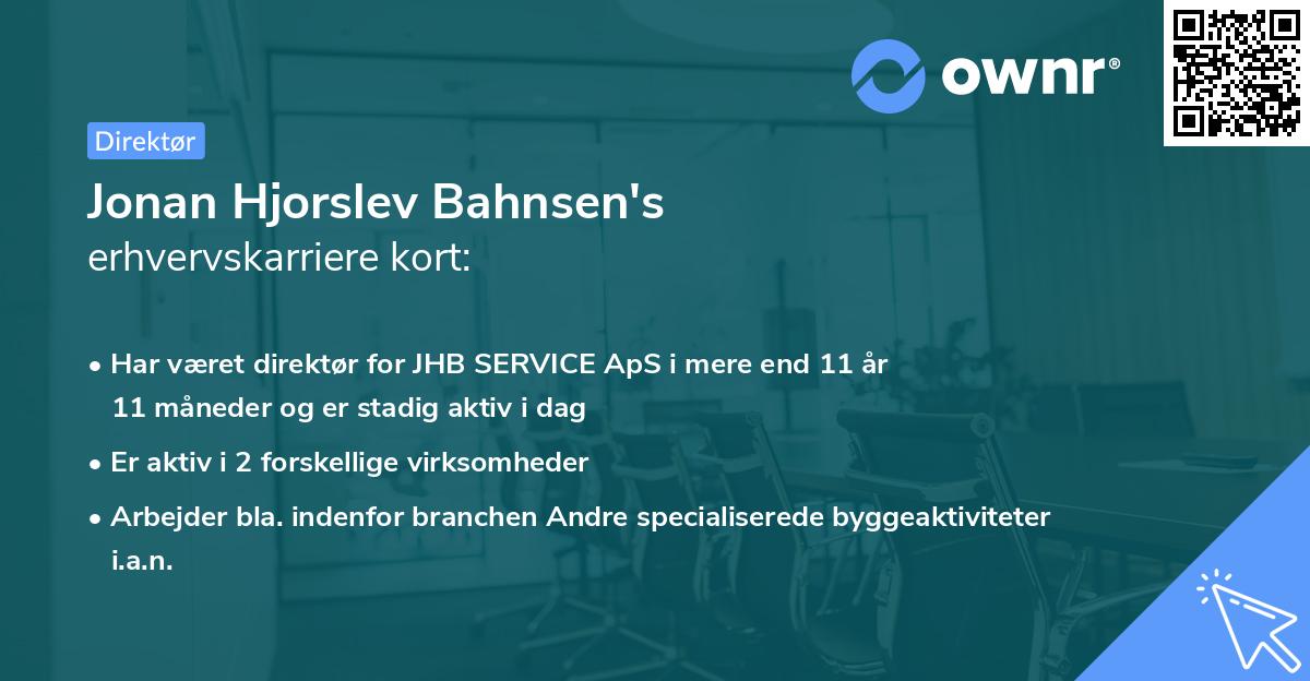 Jonan Hjorslev Bahnsen's erhvervskarriere kort