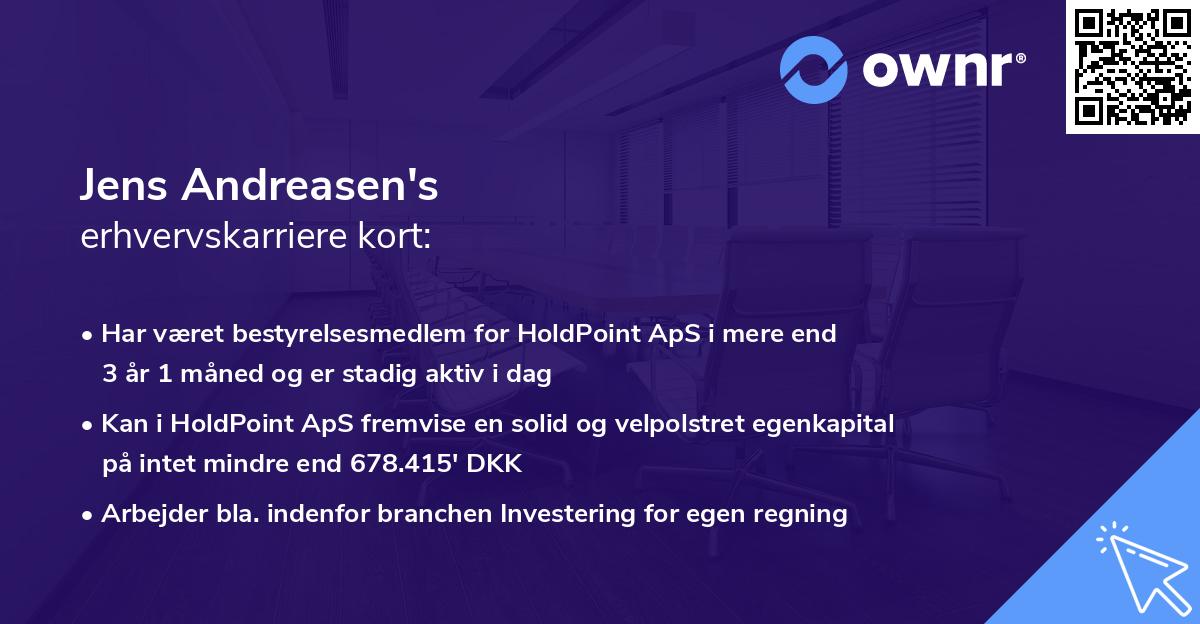 Jens Andreasen's erhvervskarriere kort