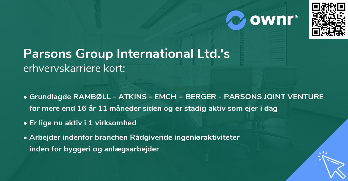 Parsons Group International Ltd.'s erhvervskarriere kort
