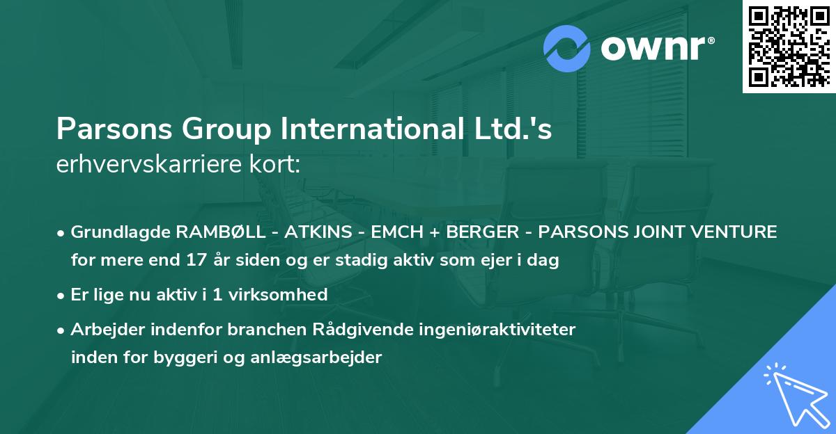 Parsons Group International Ltd.'s erhvervskarriere kort