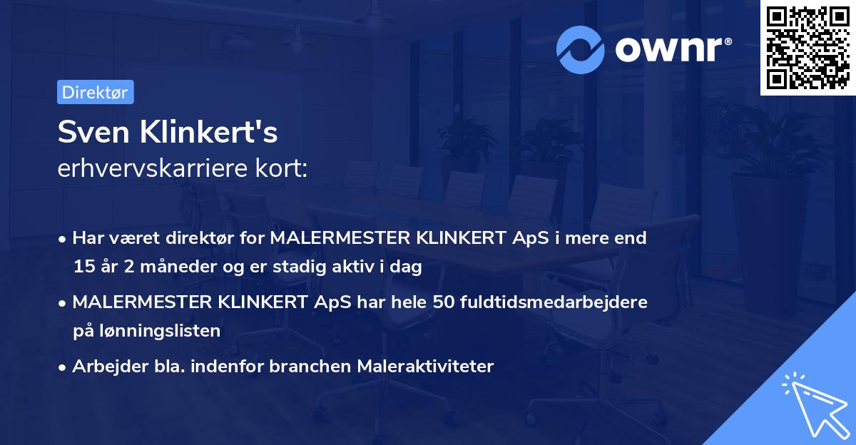 Sven Klinkert's erhvervskarriere kort