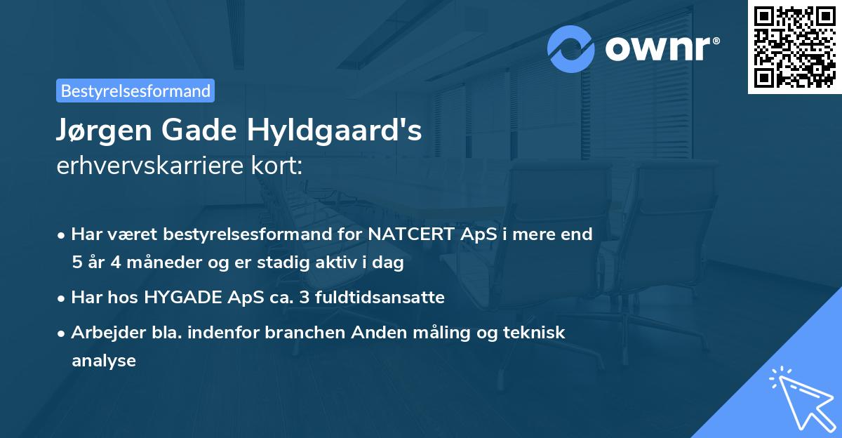 Jørgen Gade Hyldgaard's erhvervskarriere kort