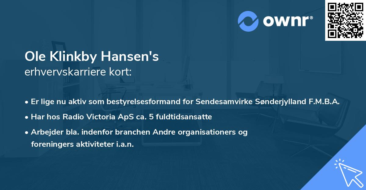 Ole Klinkby Hansen's erhvervskarriere kort