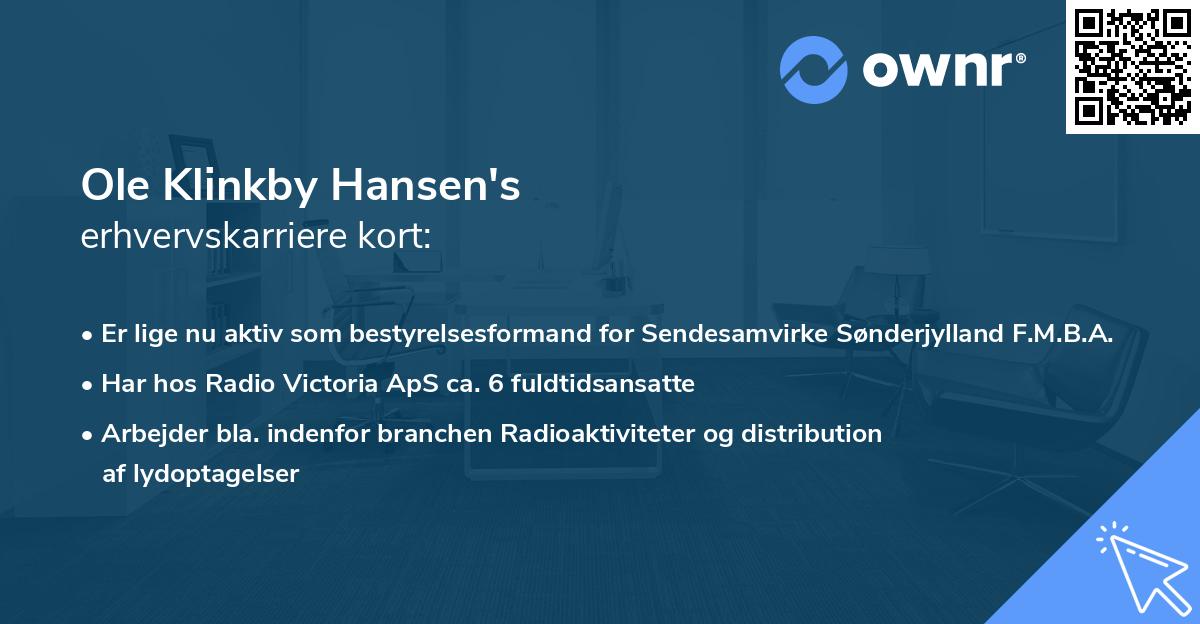 Ole Klinkby Hansen's erhvervskarriere kort