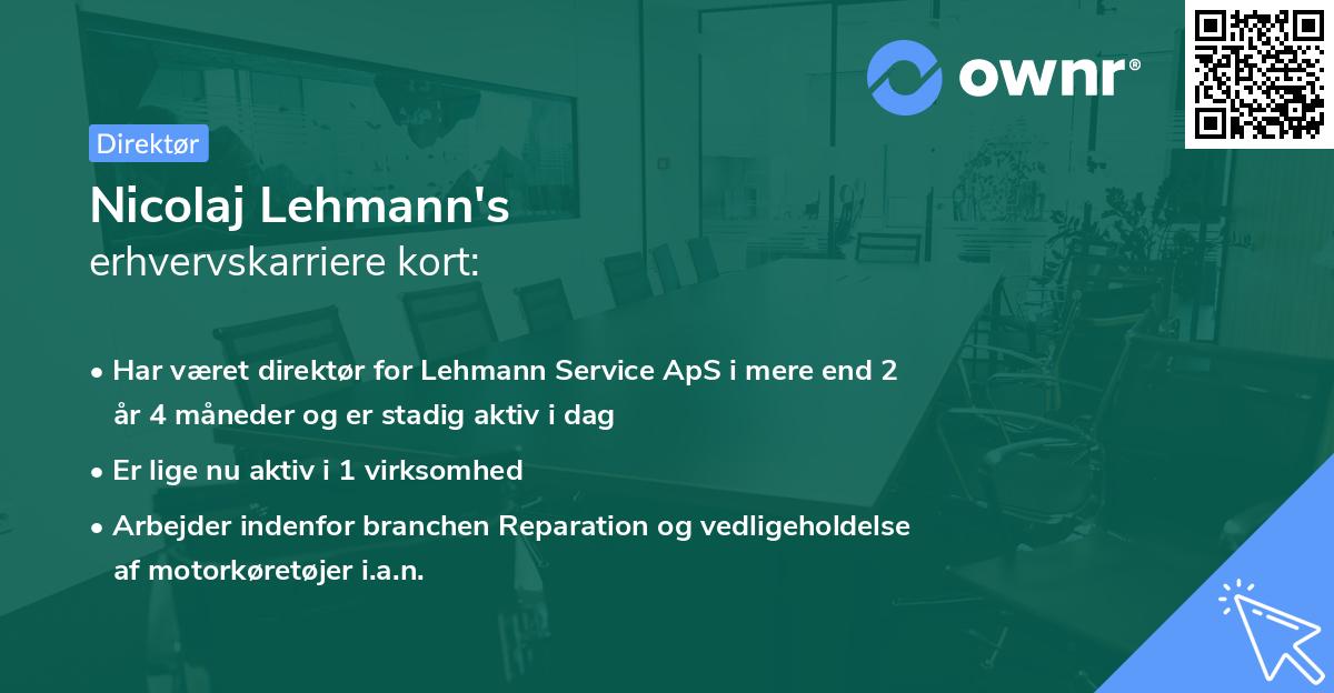 Nicolaj Lehmann's erhvervskarriere kort