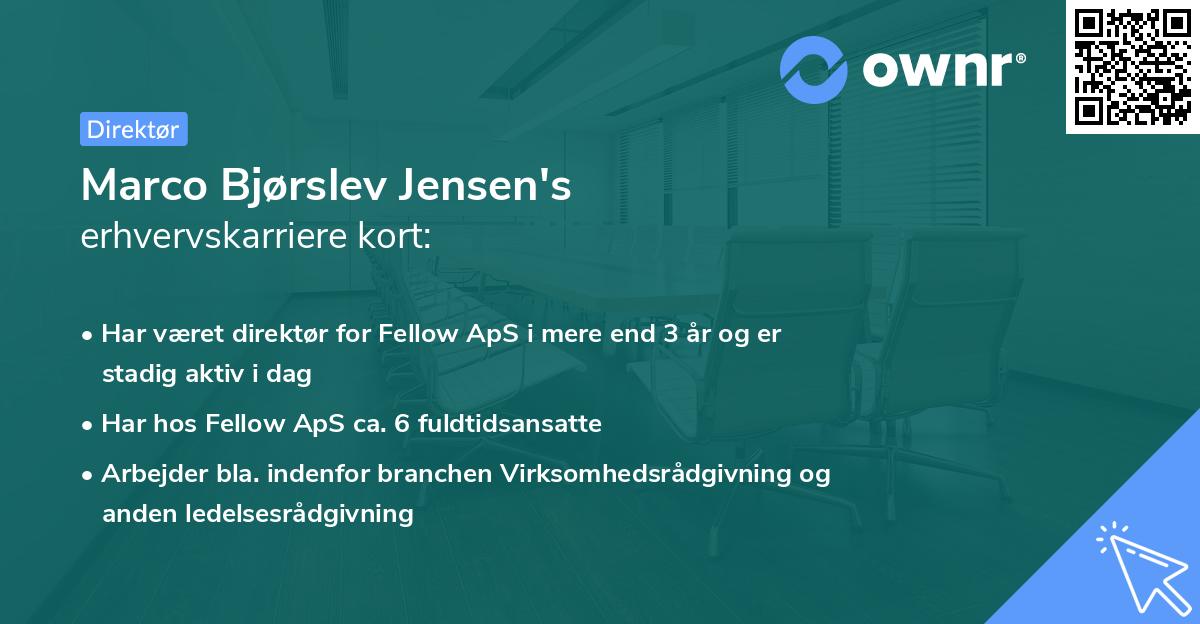 Marco Bjørslev Jensen's erhvervskarriere kort