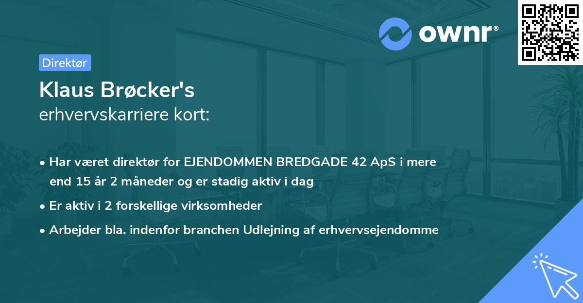 Klaus Brøcker's erhvervskarriere kort