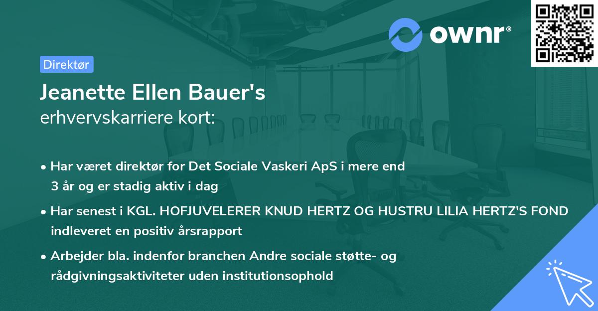 Jeanette Ellen Bauer's erhvervskarriere kort