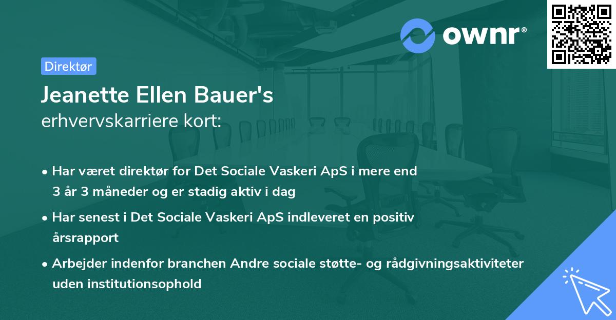 Jeanette Ellen Bauer's erhvervskarriere kort