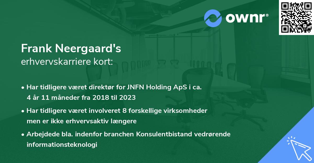 Frank Neergaard's erhvervskarriere kort