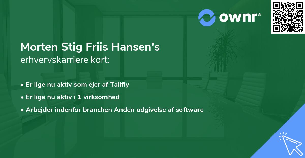 Morten Stig Friis Hansen's erhvervskarriere kort