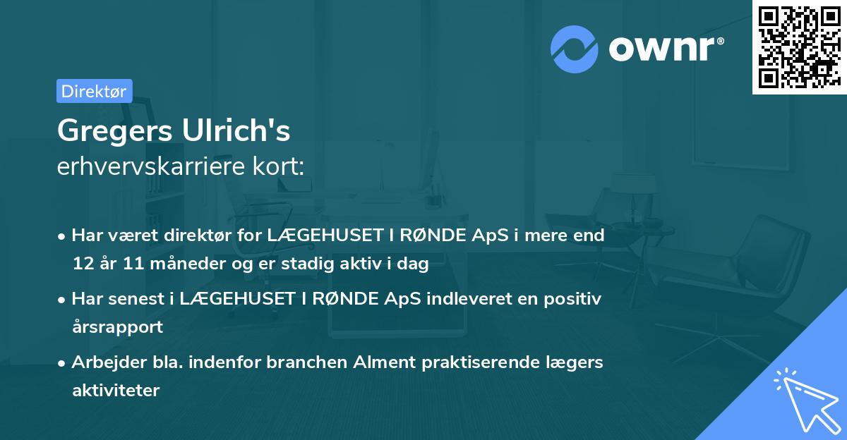 Gregers Ulrich's erhvervskarriere kort