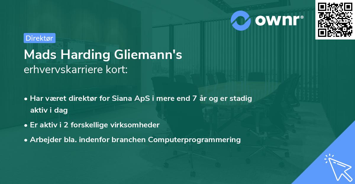 Mads Harding Gliemann's erhvervskarriere kort