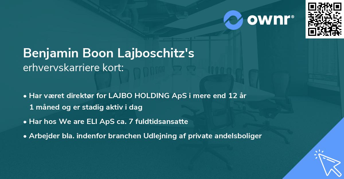 Benjamin Boon Lajboschitz's erhvervskarriere kort