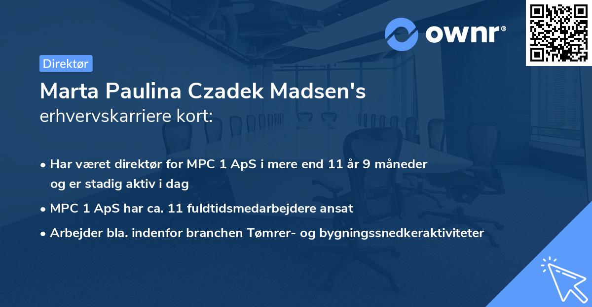Marta Paulina Czadek Madsen's erhvervskarriere kort