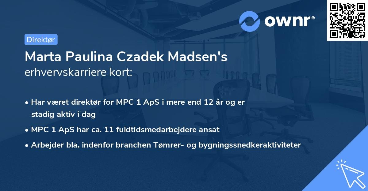 Marta Paulina Czadek Madsen's erhvervskarriere kort